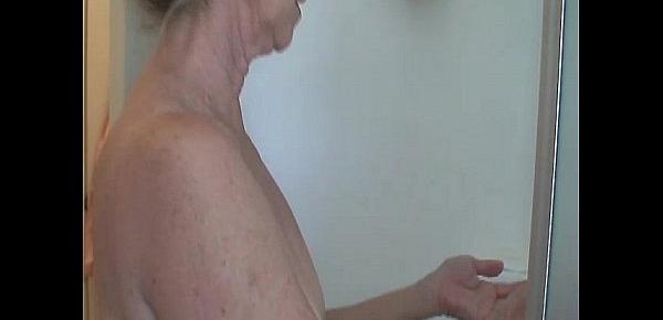  Super sexy old spunker feeling horny in the shower
